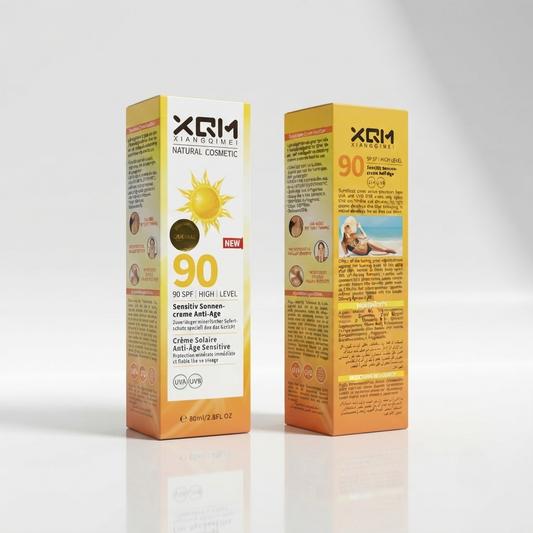 XRM Xiangqimei Natural Cosmetic 90 SPF High Level Sensitive Sun Cream - 80ml  Anti-Age & UV Protection