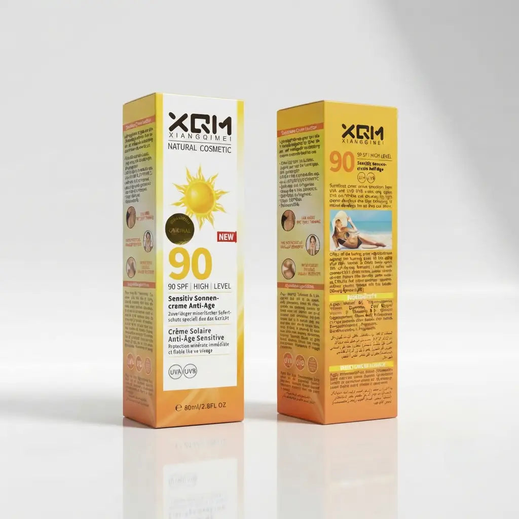 XRM Xiangqimei Natural Cosmetic 90 SPF High Level Sensitive Sun Cream - 80ml  Anti-Age & UV Protection