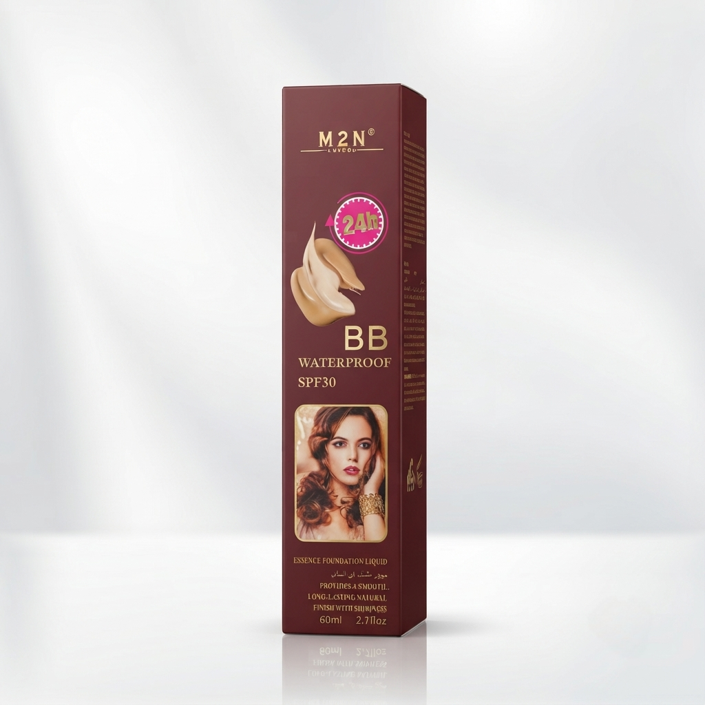 M2N London BB Waterproof Foundation Liquid SPF 30 - 60ml  24H Long-Lasting Smooth Finish