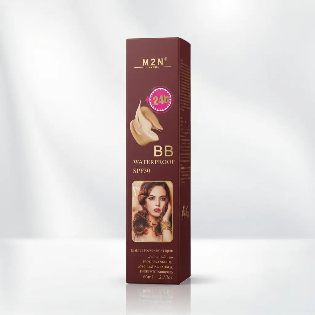 M2N London BB Waterproof Foundation Liquid SPF 30 - 60ml  24H Long-Lasting Smooth Finish